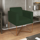 Poltrona Decorativa Andréia Base X Bronze Linho - Verde