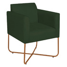 Poltrona Decorativa Andréia Base X Bronze Linho - Verde