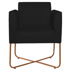 Poltrona Decorativa Andréia Base X Bronze Sintético - Preto