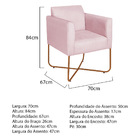 Poltrona Decorativa Andréia Base X Bronze Sintético - Rosa Be
