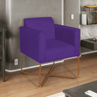 Poltrona Decorativa Andréia Base X Bronze Sintético - Roxo