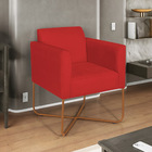 Poltrona Decorativa Andréia Base X Bronze Sintético - Vermelho