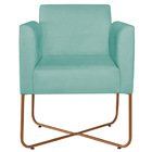 Poltrona Decorativa Andréia Base X Bronze Suede - Azul Tiffany