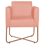 Poltrona Decorativa Andréia Base X Bronze Suede - Coral