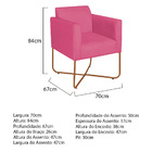 Poltrona Decorativa Andréia Base X Bronze Suede - Pink