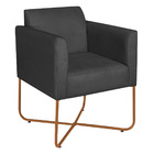 Poltrona Decorativa Andréia Base X Bronze Suede - Preto