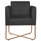Poltrona Decorativa Andréia Base X Bronze Suede - Preto