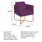 Poltrona Decorativa Andréia Base X Bronze Suede - Roxo