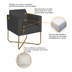 Poltrona Decorativa Andréia Base X Dourada Linho - Cinza Escu