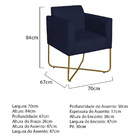 Poltrona Decorativa Andréia Base X Dourada Sintético - Azul M
