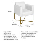 Poltrona Decorativa Andréia Base X Dourada Sintético - Branco