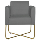 Poltrona Decorativa Andréia Base X Dourada Sintético - Cinza