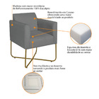 Poltrona Decorativa Andréia Base X Dourada Sintético - Cinza