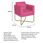 Poltrona Decorativa Andréia Base X Dourada Sintético - Pink