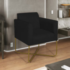 Poltrona Decorativa Andréia Base X Dourada Sintético - Preto