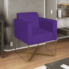 Poltrona Decorativa Andréia Base X Dourada Sintético - Roxo