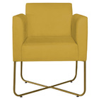 Poltrona Decorativa Andréia Base X Dourada Suede - Amarelo