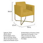 Poltrona Decorativa Andréia Base X Dourada Suede - Amarelo