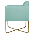 Poltrona Decorativa Andréia Base X Dourada Suede - Azul Tiffa