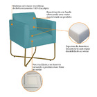Poltrona Decorativa Andréia Base X Dourada Suede - Azul Turqu