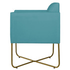 Poltrona Decorativa Andréia Base X Dourada Suede - Azul Turqu