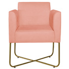 Poltrona Decorativa Andréia Base X Dourada Suede - Coral