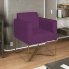 Poltrona Decorativa Andréia Base X Dourada Suede - Roxo