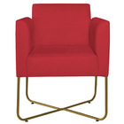 Poltrona Decorativa Andréia Base X Dourada Suede - Vermelho