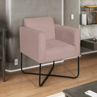 Poltrona Decorativa Andréia Base X Preta Linho - Rosê