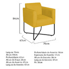 Poltrona Decorativa Andréia Base X Preta Sintético - Amarelo