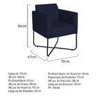 Poltrona Decorativa Andréia Base X Preta Sintético - Azul Mar