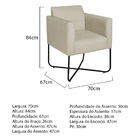 Poltrona Decorativa Andréia Base X Preta Sintético - Bege