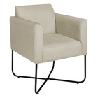 Poltrona Decorativa Andréia Base X Preta Sintético - Bege