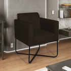 Poltrona Decorativa Andréia Base X Preta Sintético - Marrom