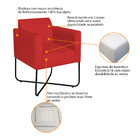 Poltrona Decorativa Andréia Base X Preta Sintético - Vermelho