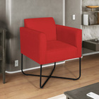 Poltrona Decorativa Andréia Base X Preta Sintético - Vermelho