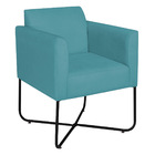 Poltrona Decorativa Andréia Base X Preta Suede - Azul Turquesa