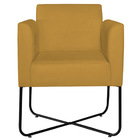 Poltrona Decorativa Andréia Base X Preta Suede - Mostarda