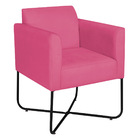 Poltrona Decorativa Andréia Base X Preta Suede - Pink