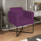 Poltrona Decorativa Andréia Base X Preta Suede - Roxo