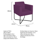 Poltrona Decorativa Andréia Base X Preta Suede - Roxo