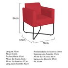 Poltrona Decorativa Andréia Base X Preta Suede - Vermelho