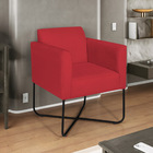 Poltrona Decorativa Andréia Base X Preta Suede - Vermelho