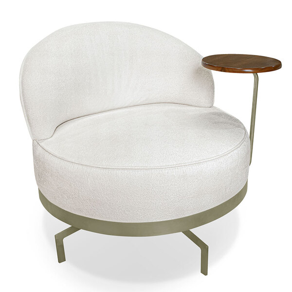 Poltrona Decorativa Andromeda Linho Bouclê Base Giratória De