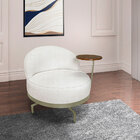 Poltrona Decorativa Andromeda Linho Bouclê Base Giratória De