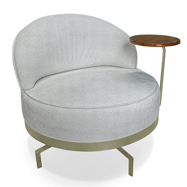 Poltrona Decorativa Andromeda Linho Bouclê Cinza Claro Base G