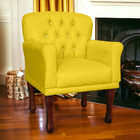 Poltrona Decorativa Anita Pés Luis Xv Suede Amarelo - Ds Esto