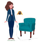 Poltrona Decorativa Anita Pés Luis Xv Suede Azul Turquesa - D