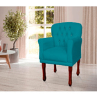 Poltrona Decorativa Anita Pés Luis Xv Suede Azul Turquesa - D