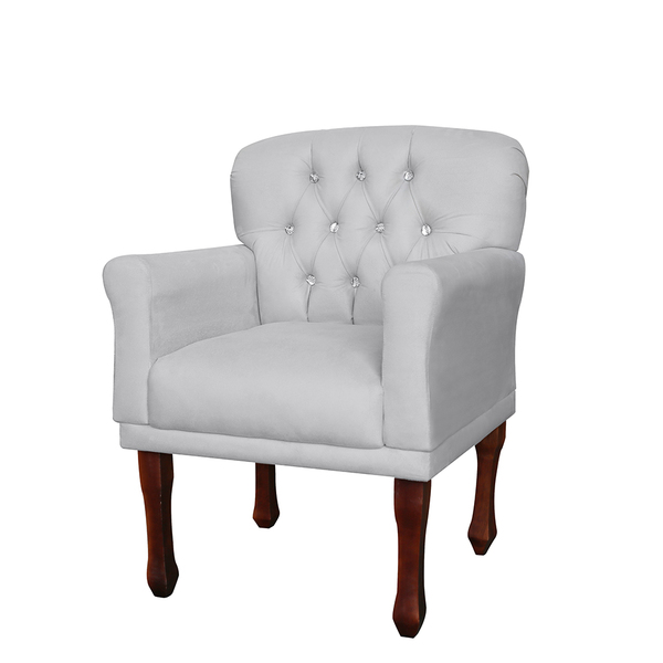 Poltrona Decorativa Anita Pés Luis Xv Suede Branco - Ds Estof